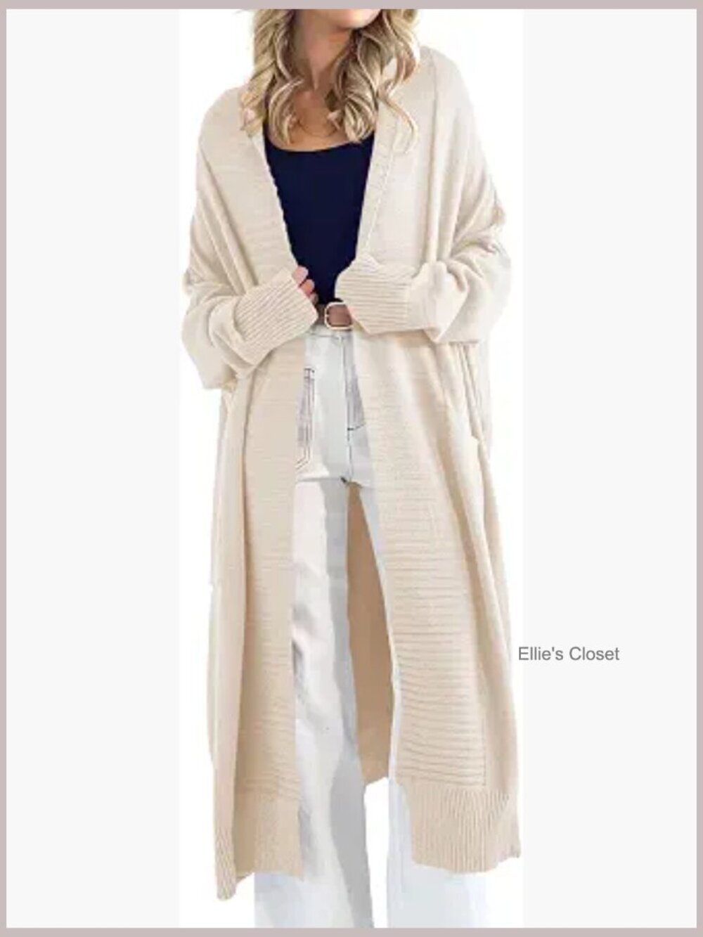 Chunky Knit Oversized Open Front Long Cardigan Sweater with Pockets